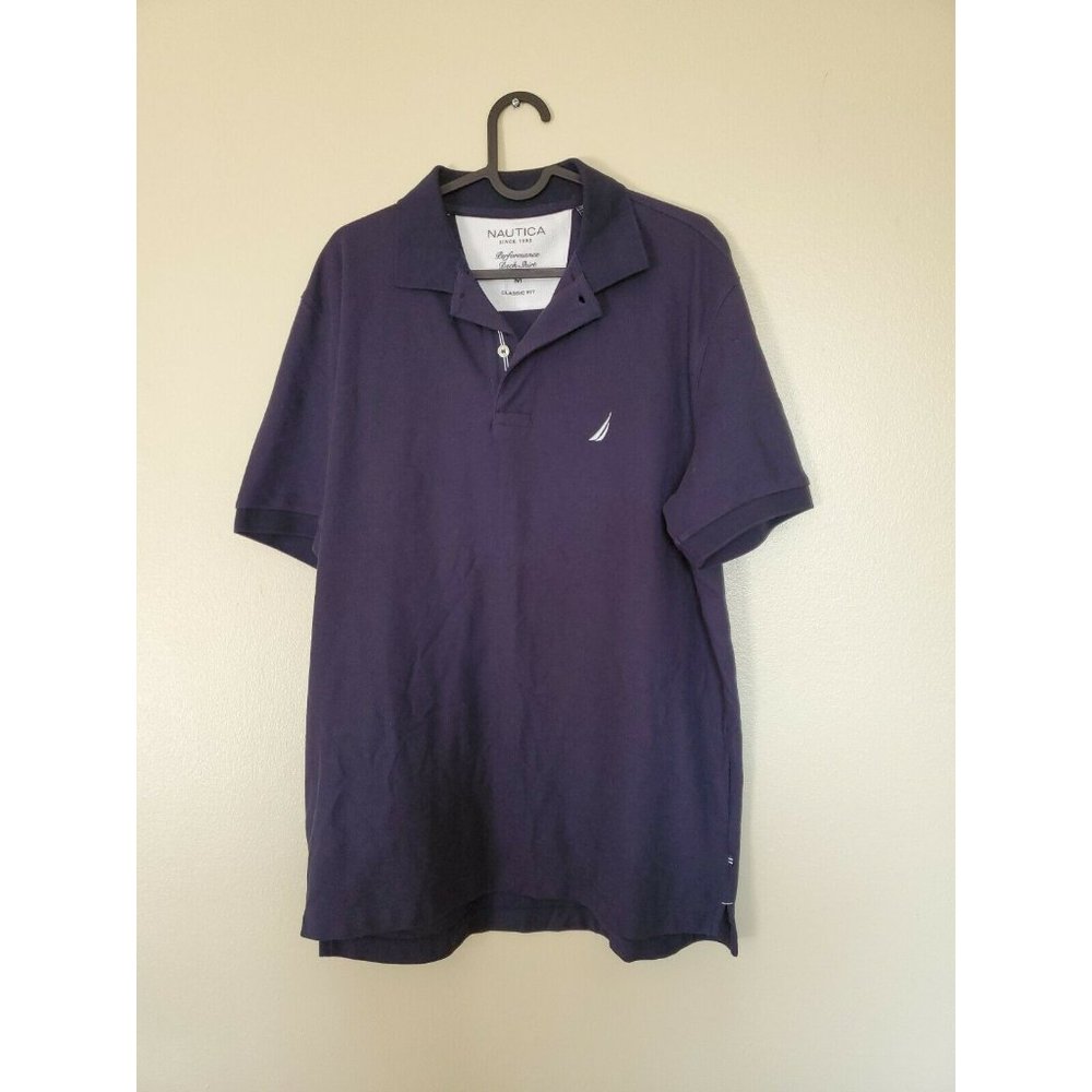 Nautica Mens Medium Classic Fit Dark Navy Blue Polo Shirt